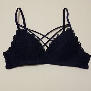 Navy Floral Lace Crisscross Bra!